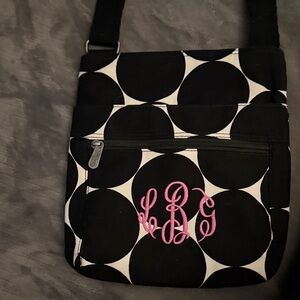 Thirty-One Black and White Circle Crossbody Bag
